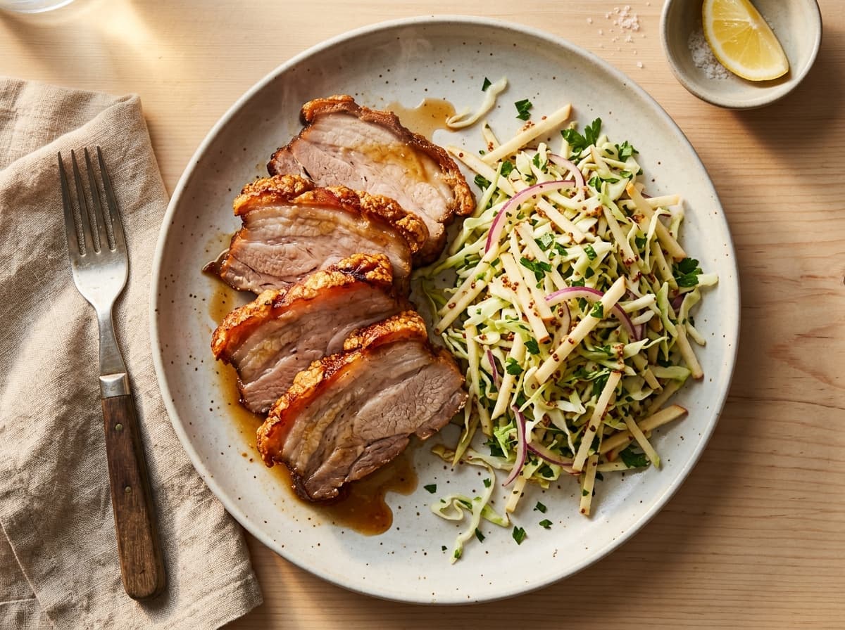 Apple Mustard Pork Belly & Slaw - other dinner recipe