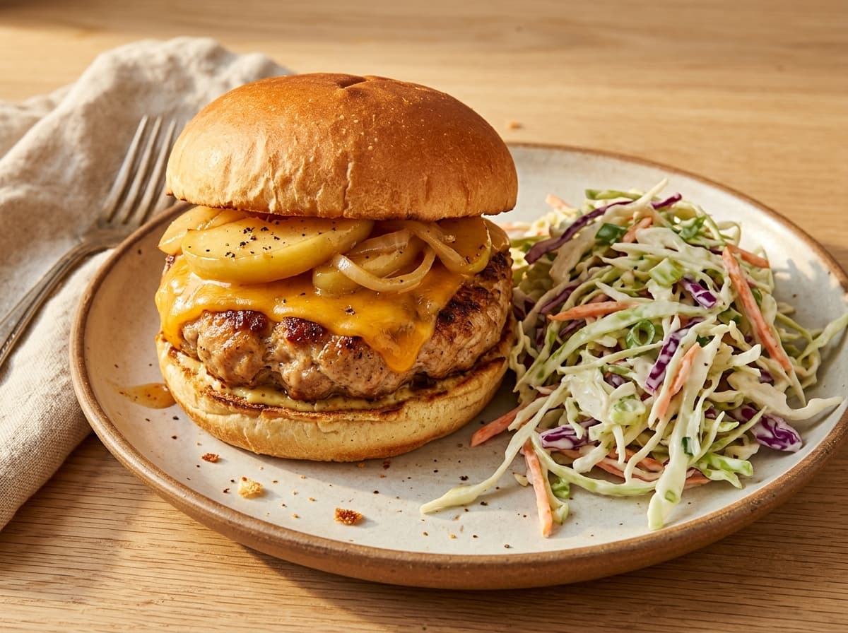 Apple Pork Burger & Slaw - american dinner recipe