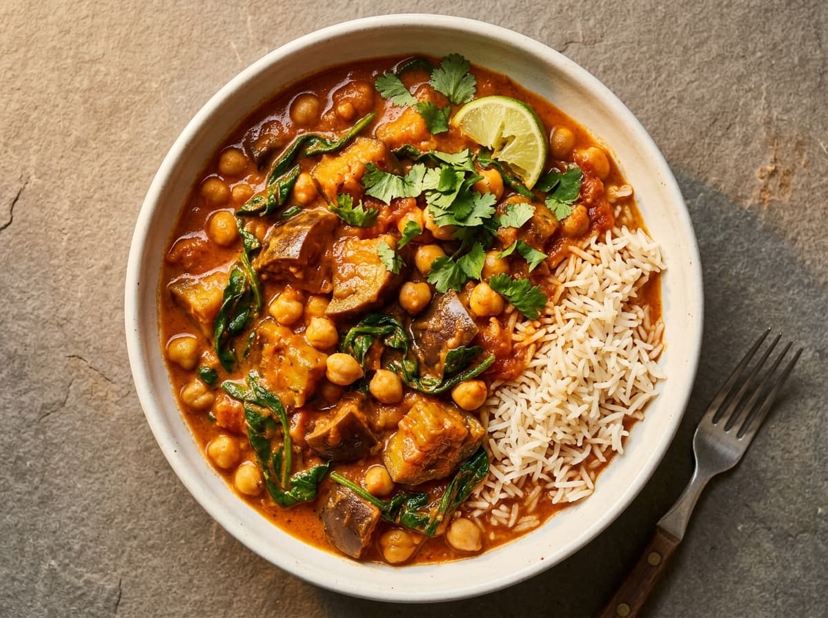 Aubergine Tomato Curry - indian dinner recipe