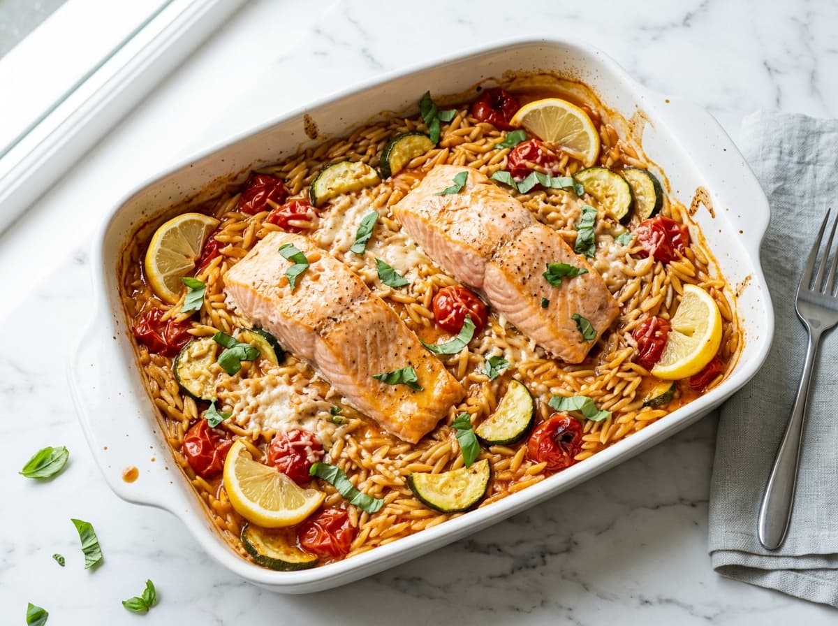 Balsamic Salmon & Cherry Tomato Traybake - italian dinner recipe