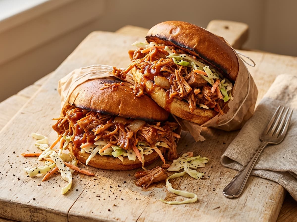 BBQ Jackfruit Sandwich & Slaw - american dinner recipe
