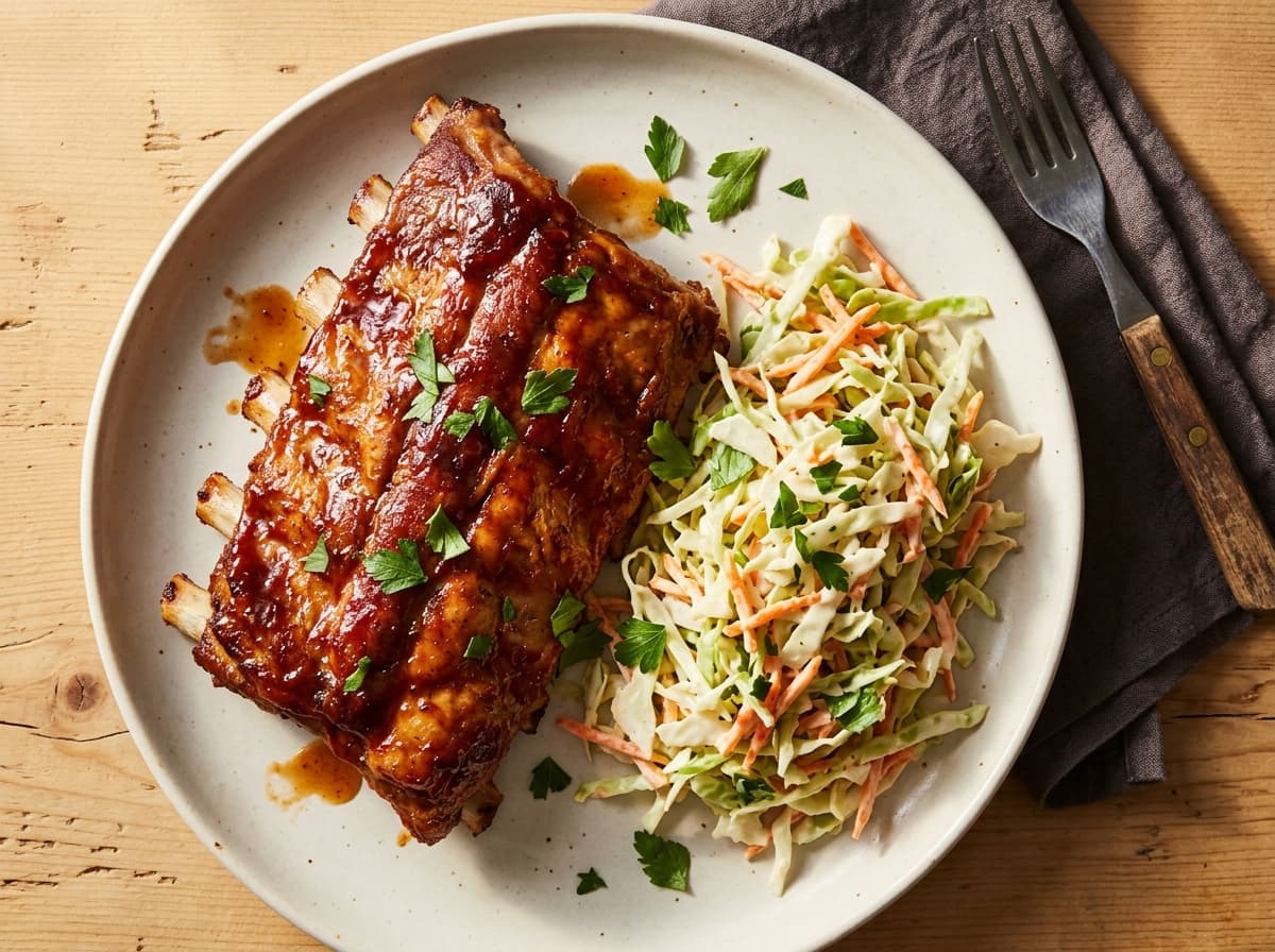 BBQ Pork Ribs & Slaw - american dinner recipe