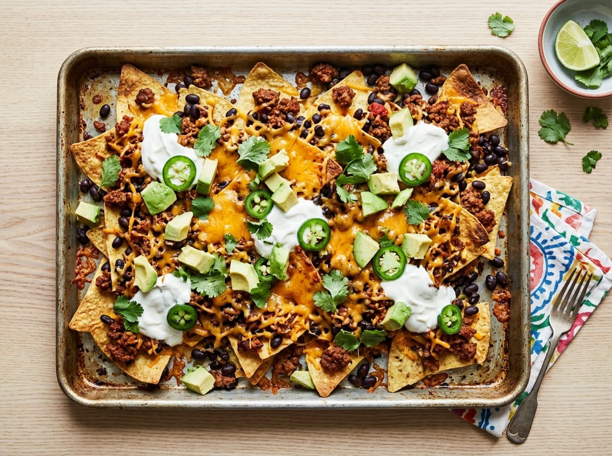 Beef & Bean Nachos Traybake - mexican dinner recipe