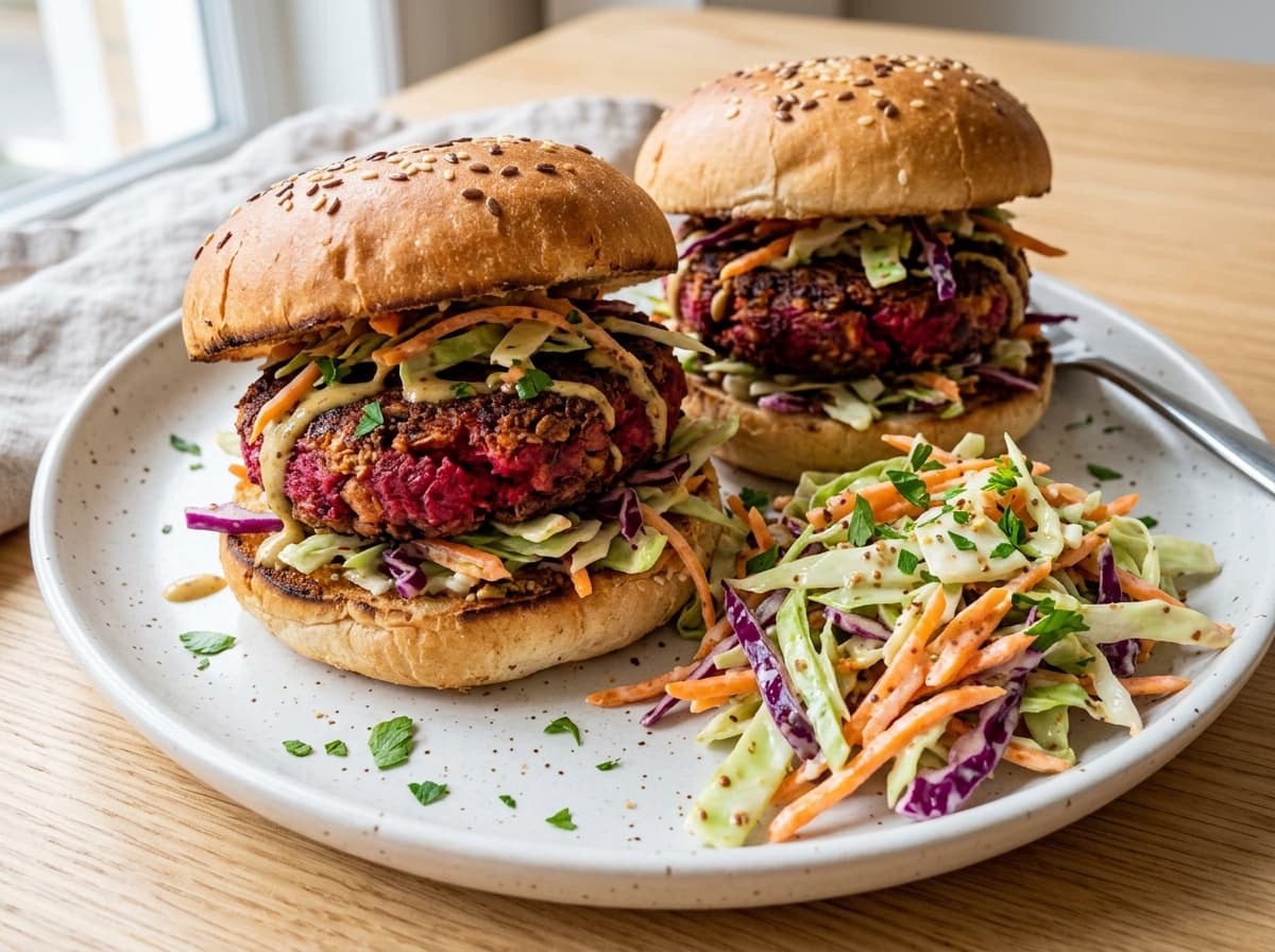 Beetroot Lentil Burgers & Slaw - other dinner recipe