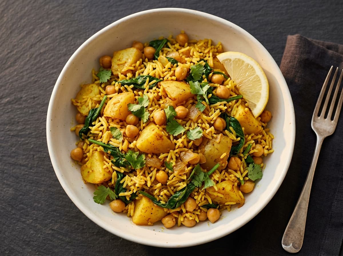 Bombay Potato & Chickpea Bowl - indian dinner recipe