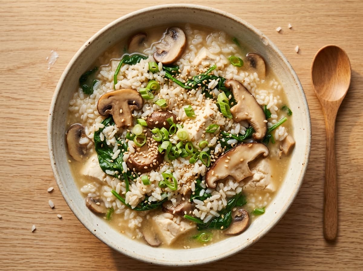 Brothy Miso Rice with Mushrooms - japanese dinner recipe