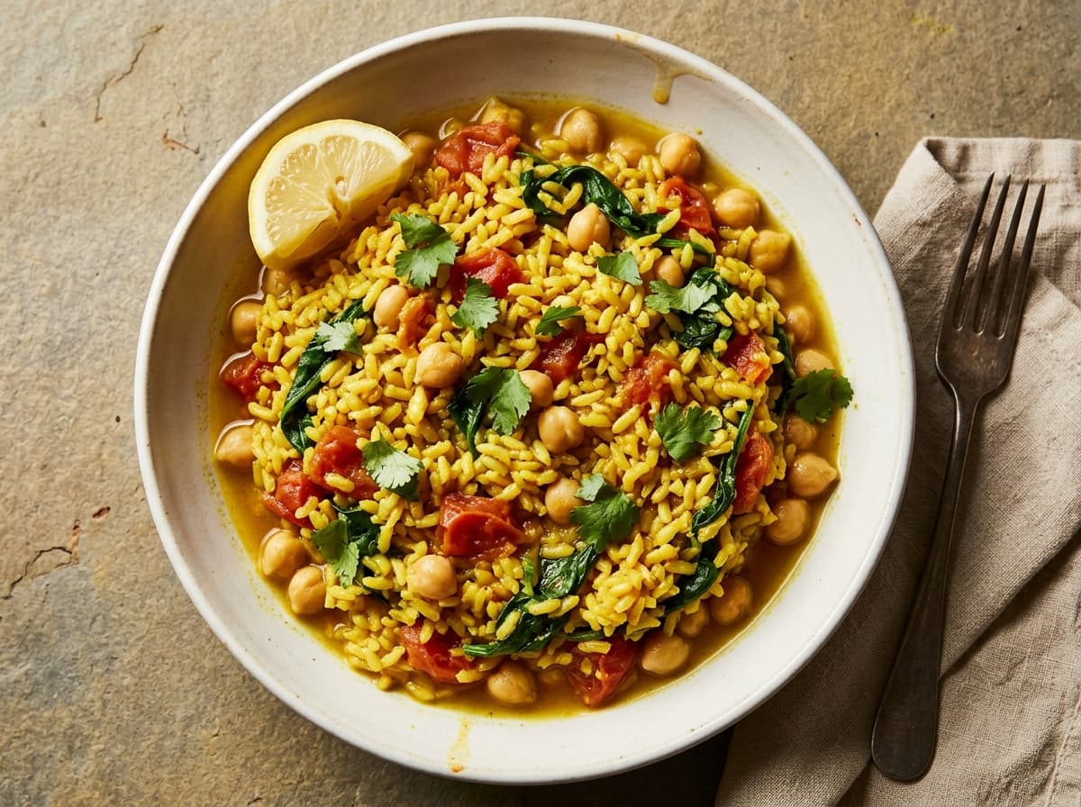 Brothy Turmeric Chickpeas & Rice
