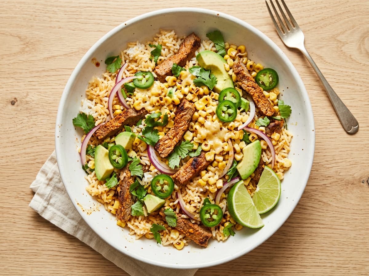 Carne Asada & Elote Bowl - mexican dinner recipe