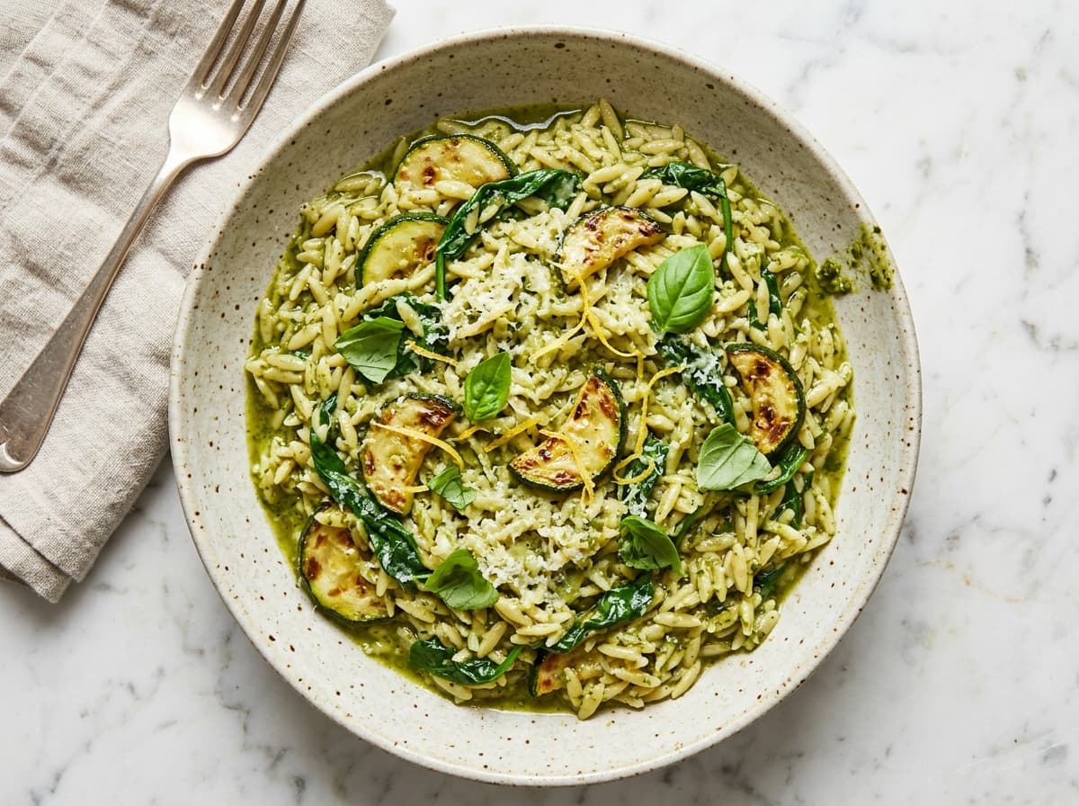 Charred Courgette & Pesto Orzo