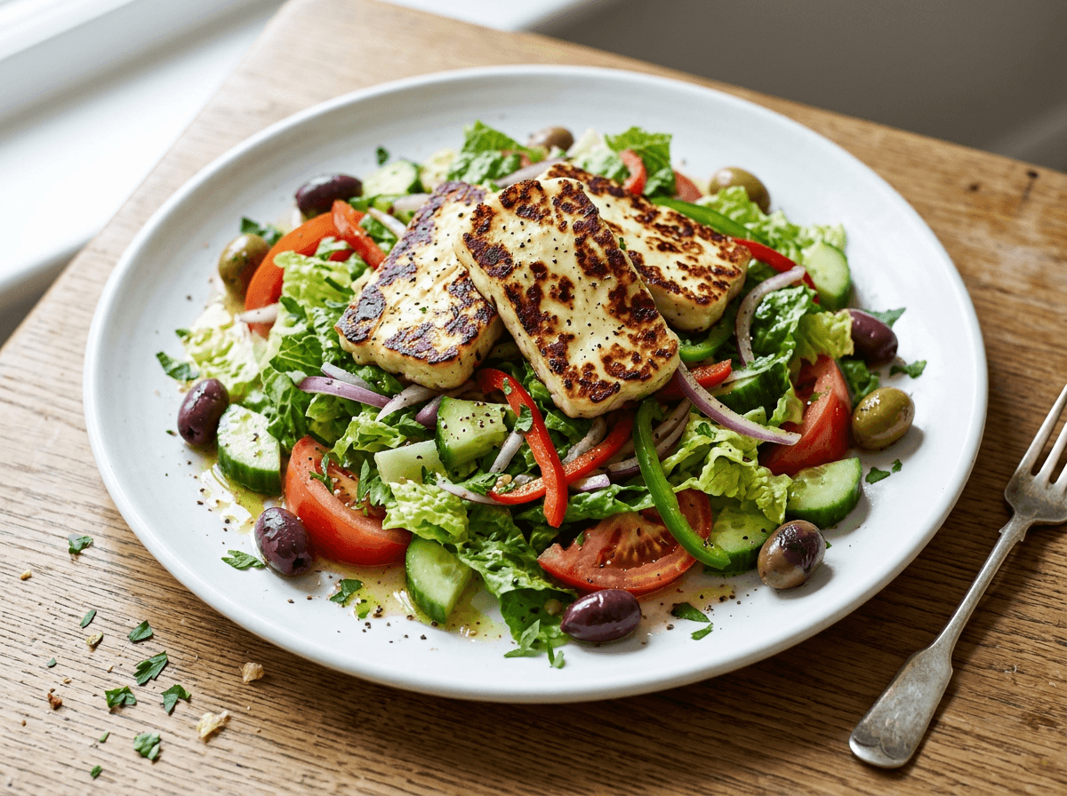 Charred Halloumi & Vegetable Salad - greek dinner recipe
