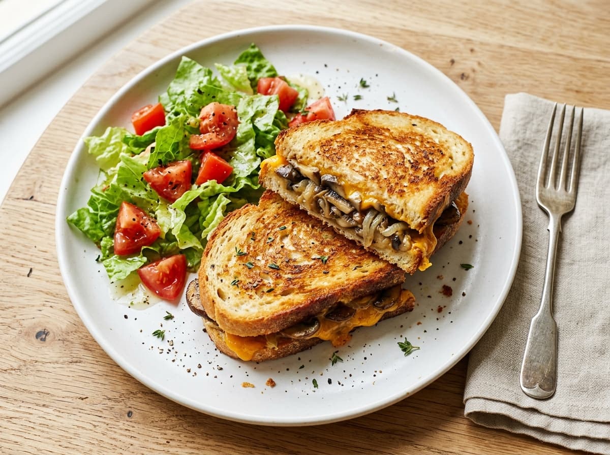 Cheese Mushroom Toastie & Salad - other dinner recipe