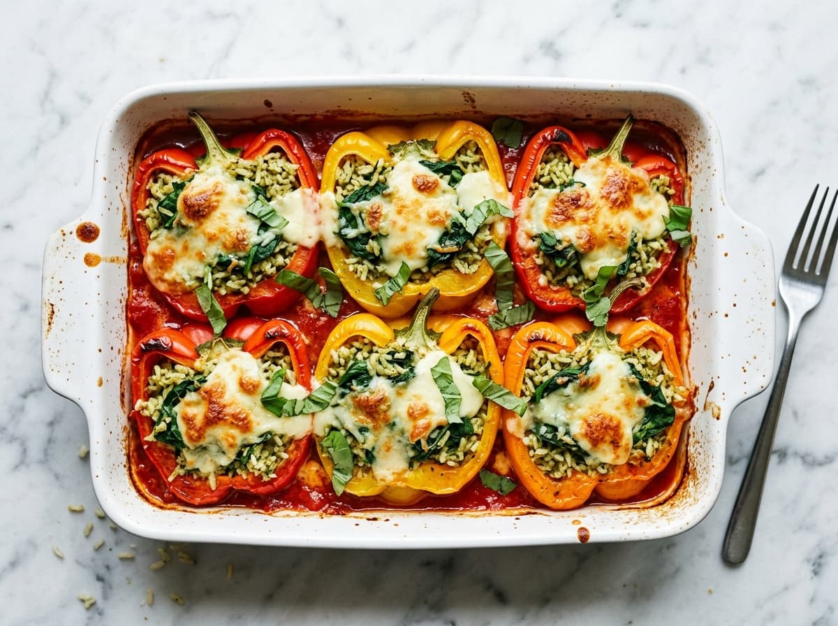 Cheese Pesto Peppers Bake - italian dinner recipe