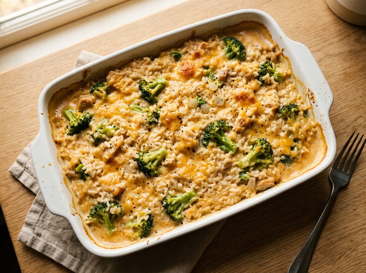 Cheesy Chicken & Broccoli Rice Bake - american dinner recipe