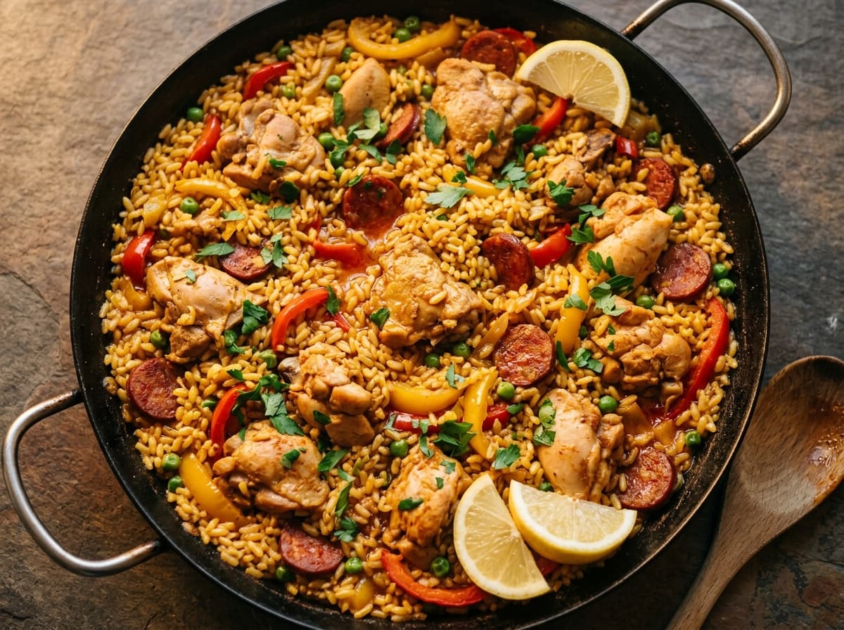 Chicken & Chorizo Paella - mediterranean dinner recipe