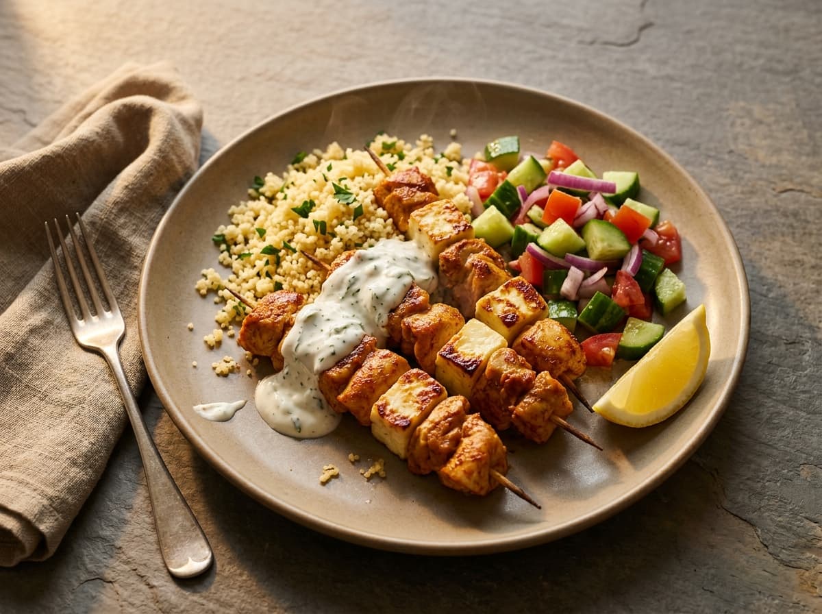 Chicken & Halloumi Skewers - middle_eastern dinner recipe