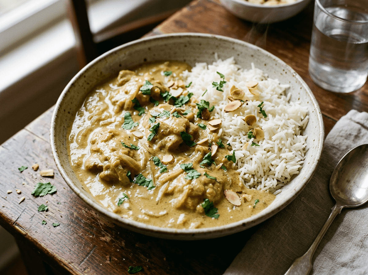 Chicken Korma Curry & Rice - indian dinner recipe