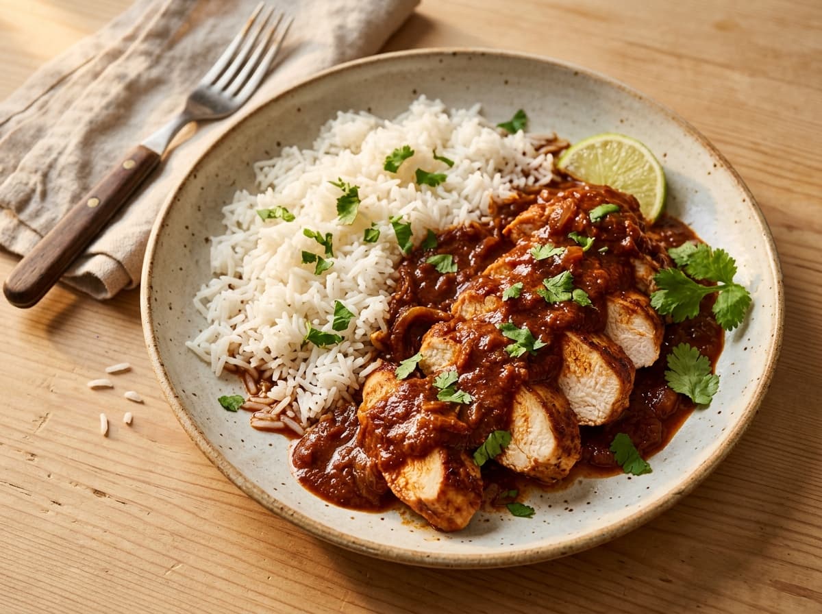 Chicken Mole & Rice - mexican dinner recipe