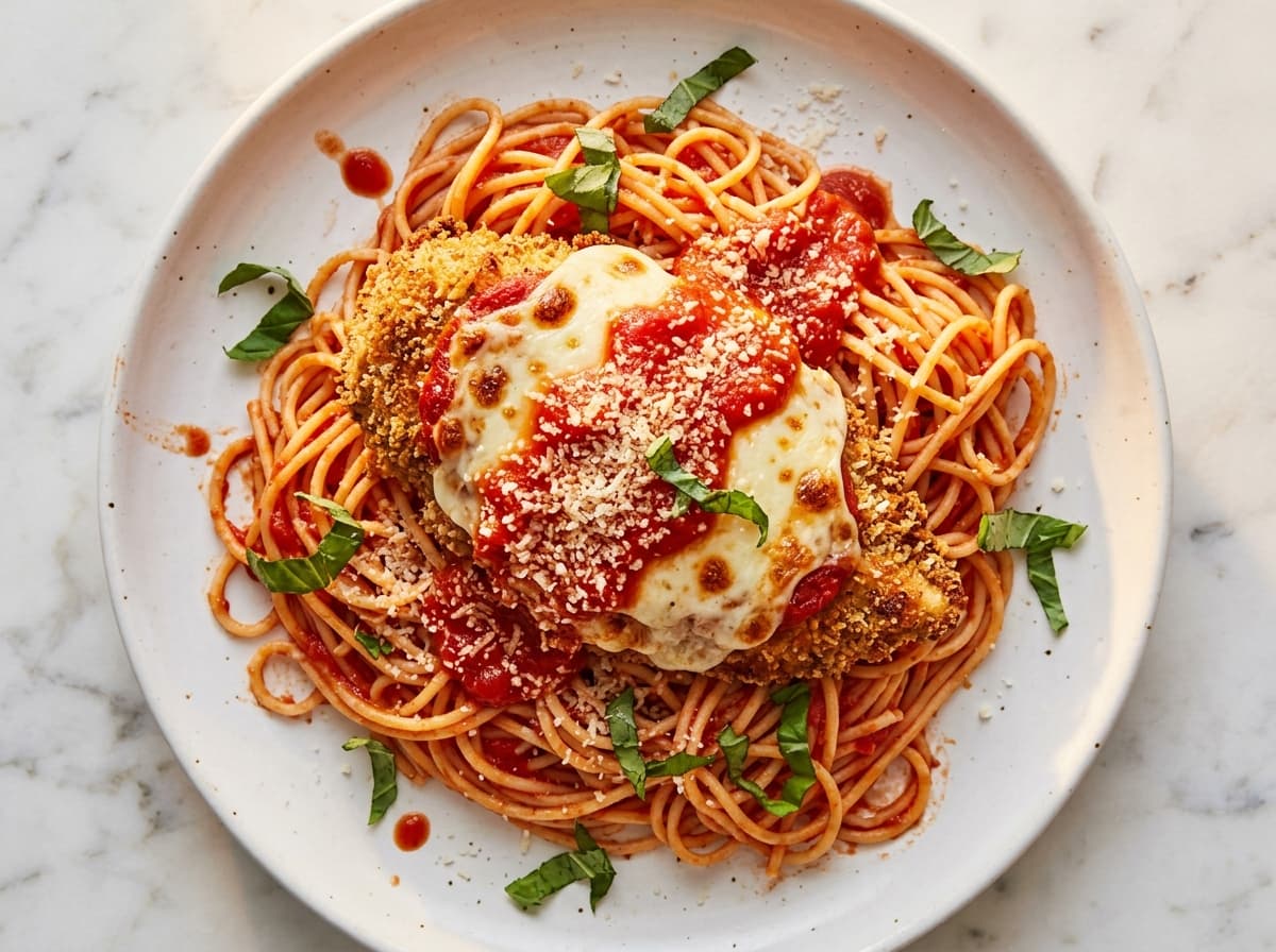 Chicken Parmigiana & Spaghetti - italian dinner recipe