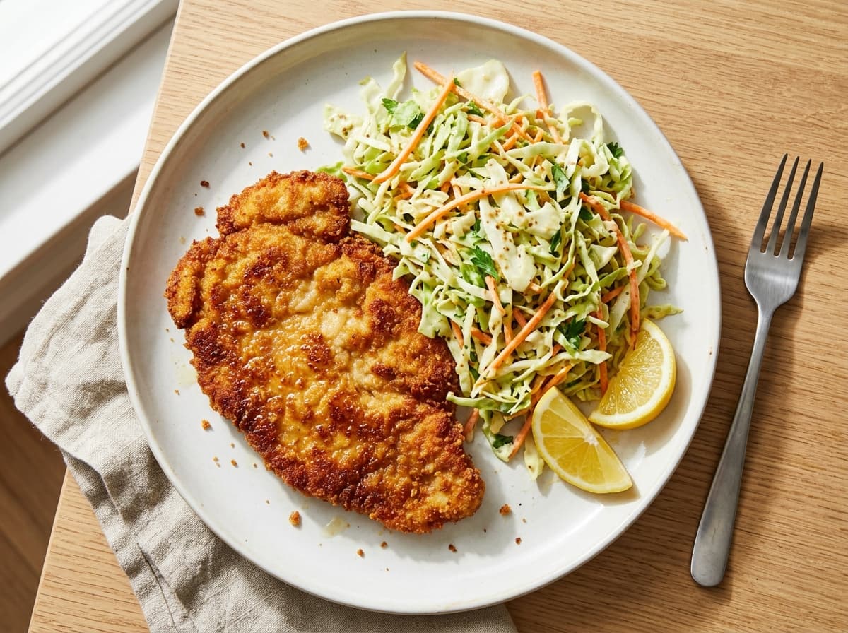 Chicken Schnitzel with Lemon Slaw