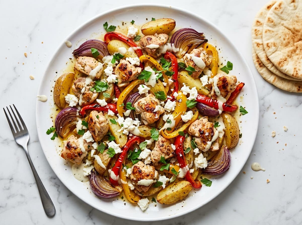 Chicken Souvlaki Traybake - mediterranean dinner recipe