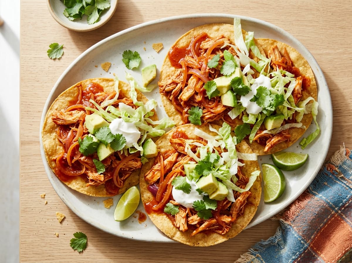 Chicken Tinga Tostadas - mexican dinner recipe