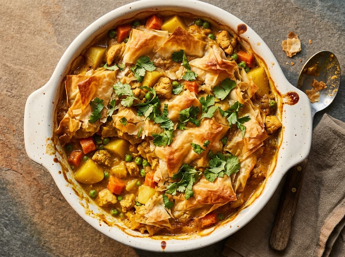 Chicken & Vegetable Samosa Bake - indian dinner recipe
