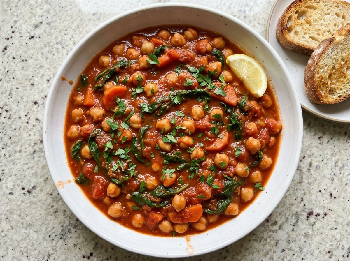 Chickpea & Spinach Stew - mediterranean dinner recipe