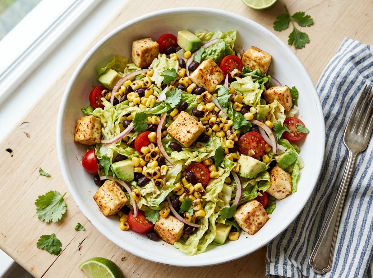 Chili Lime Tofu Corn Salad - mexican dinner recipe