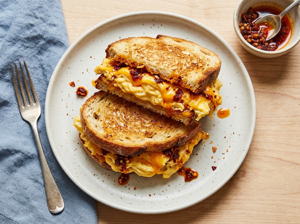 Chilli Crisp Eggs Toast Sandwich