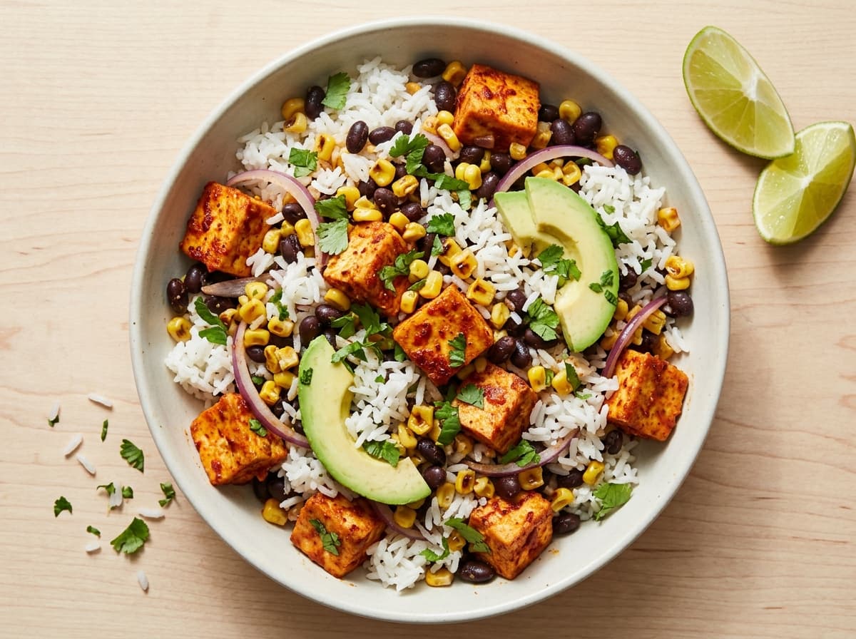 Chipotle Tofu & Corn Bowl - mexican dinner recipe
