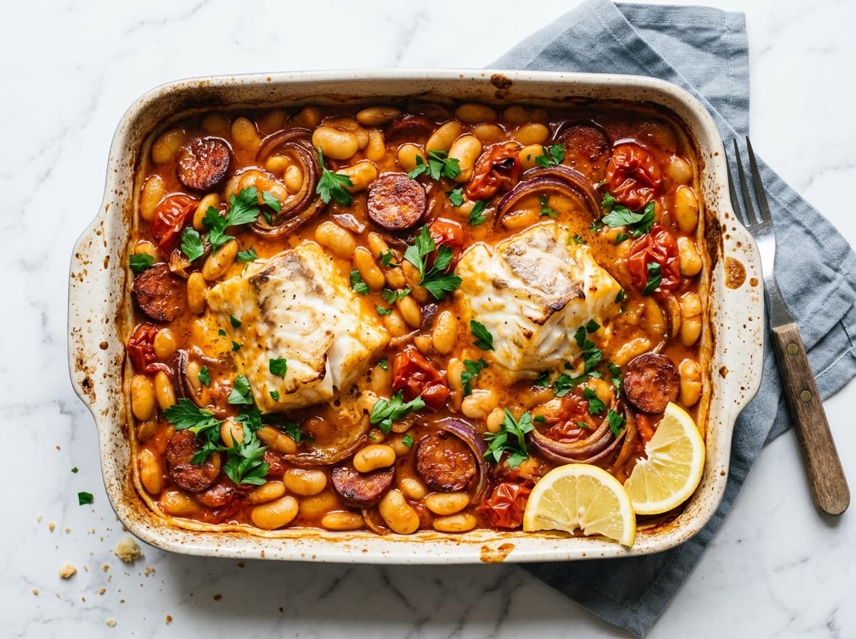 Chorizo Cod & Butter Beans - mediterranean dinner recipe
