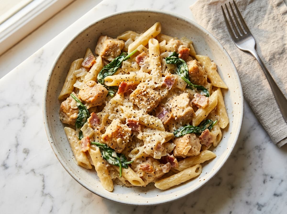Creamy Chicken & Bacon Pasta - italian dinner recipe
