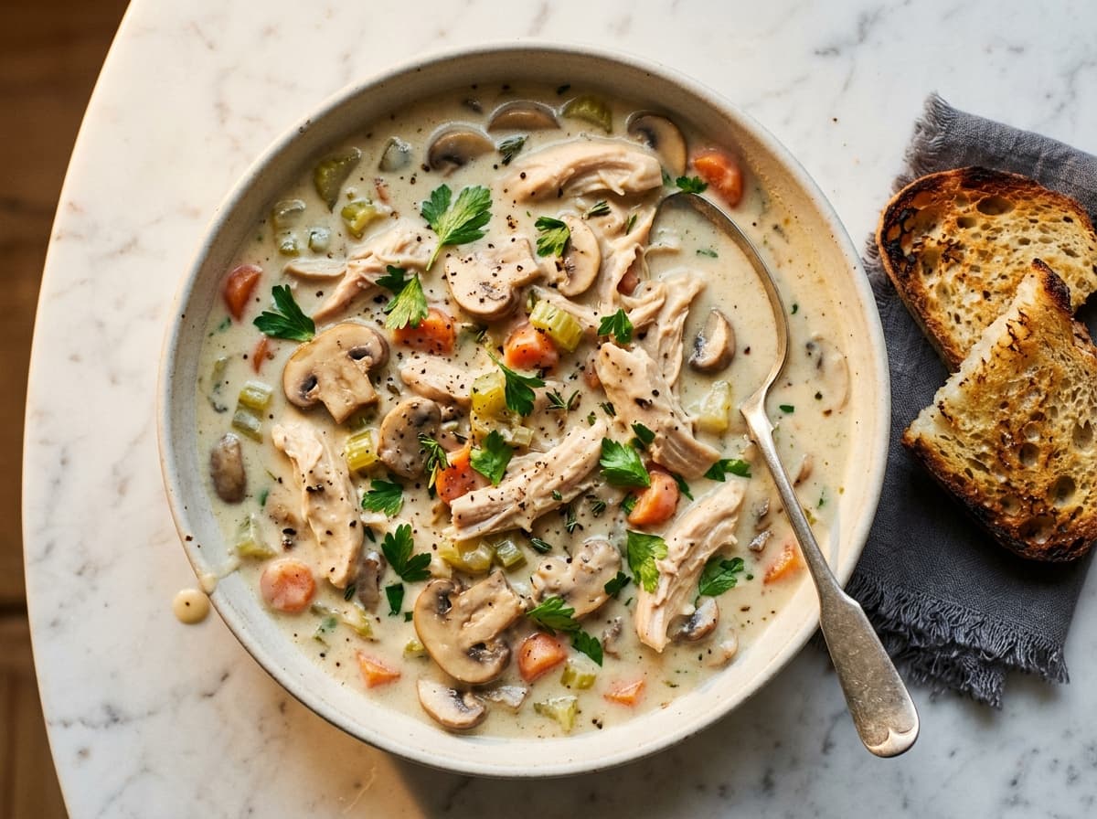 Creamy Chicken & Mushroom Soup - american dinner recipe
