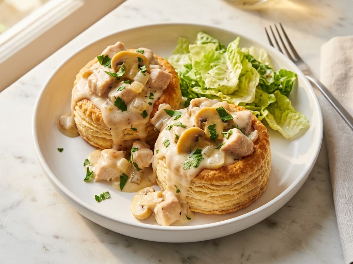Creamy Chicken & Mushroom Vol-au-Vent - french dinner recipe