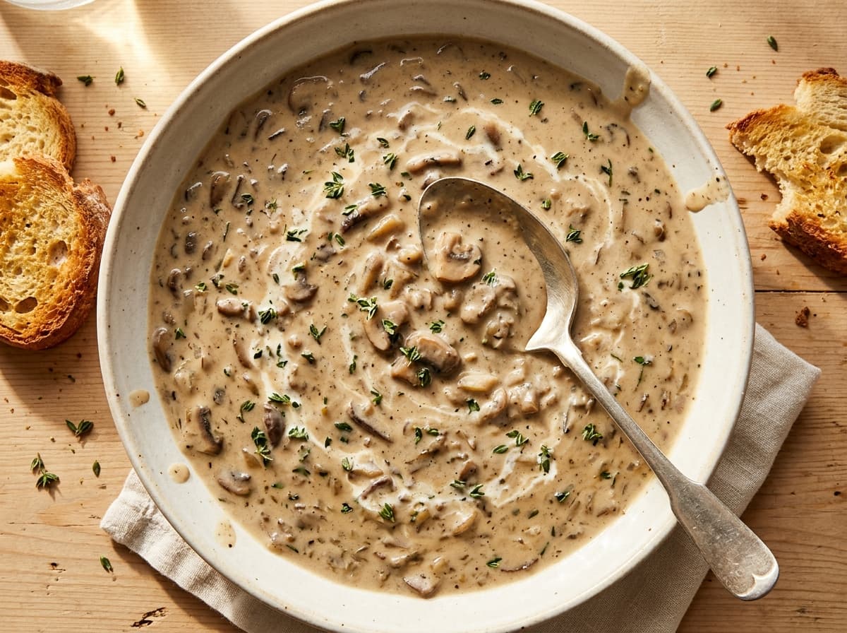 Creamy Mushroom & Thyme Soup - american dinner recipe