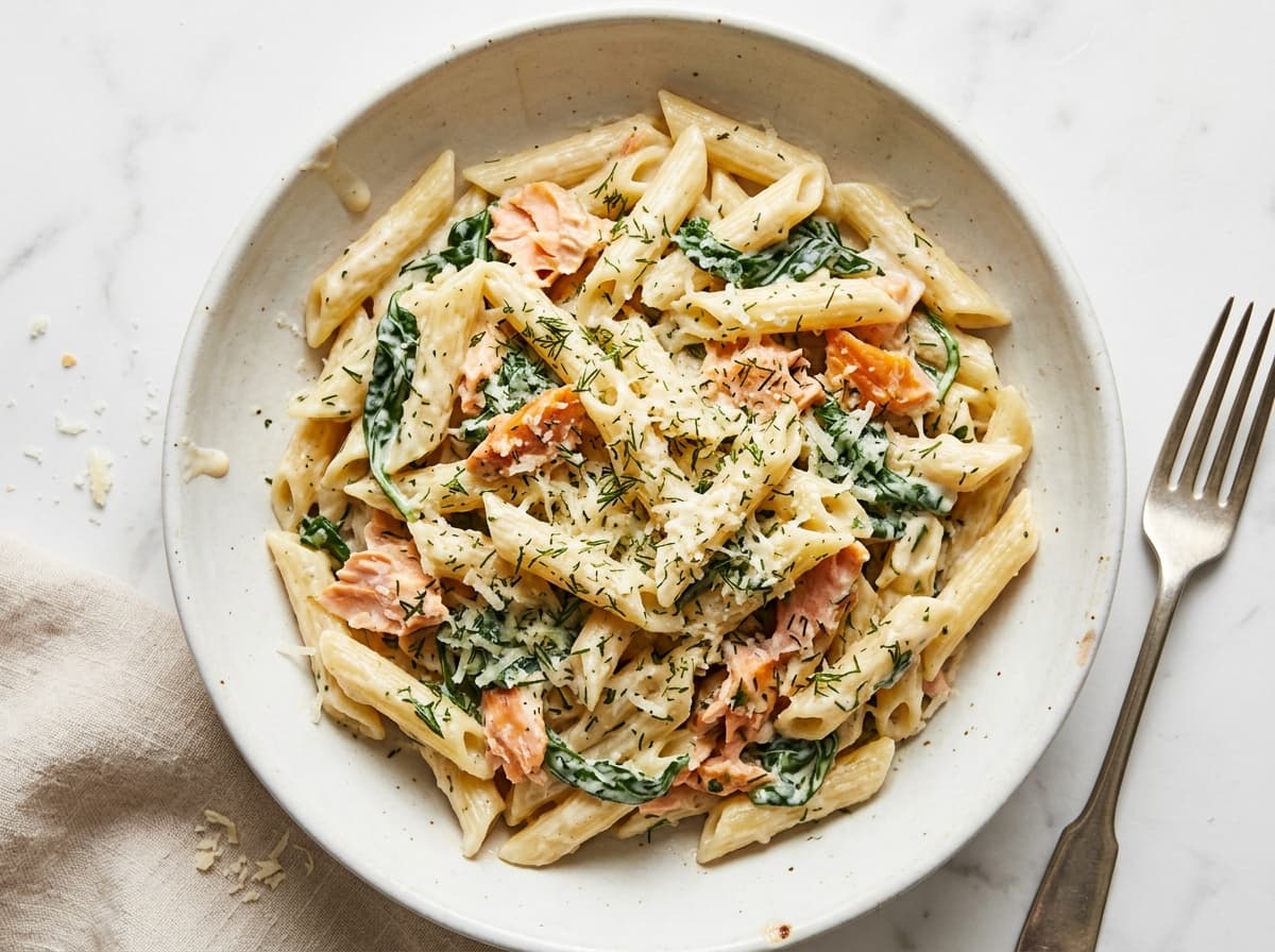 Creamy Salmon & Dill Penne - italian dinner recipe
