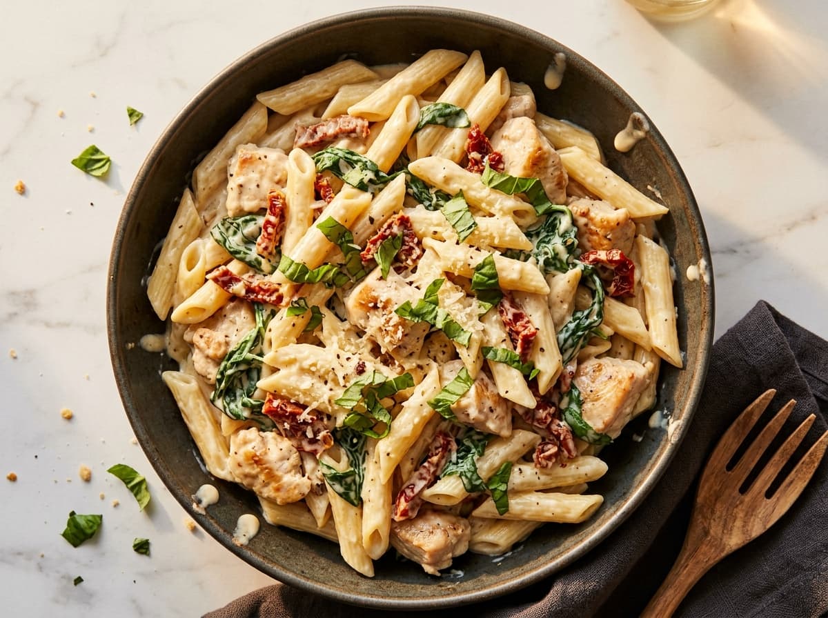 Creamy Tuscan Chicken Penne - italian dinner recipe