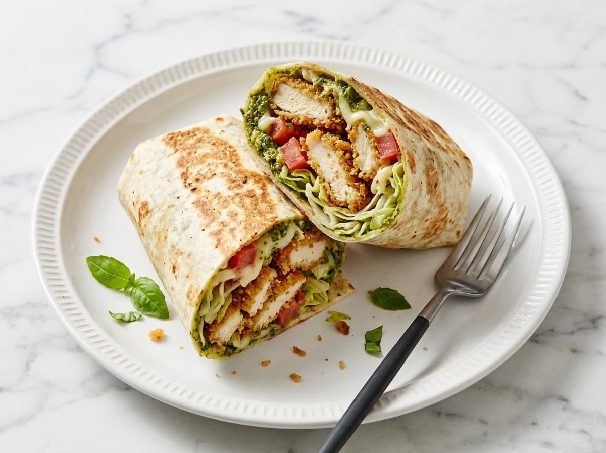Crispy Chicken & Pesto Wrap - italian dinner recipe