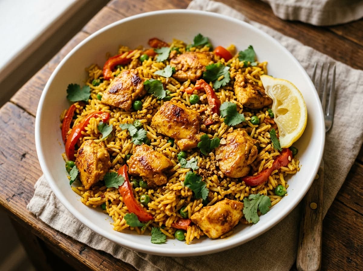 Crispy Chicken Tikka & Rice - indian dinner recipe