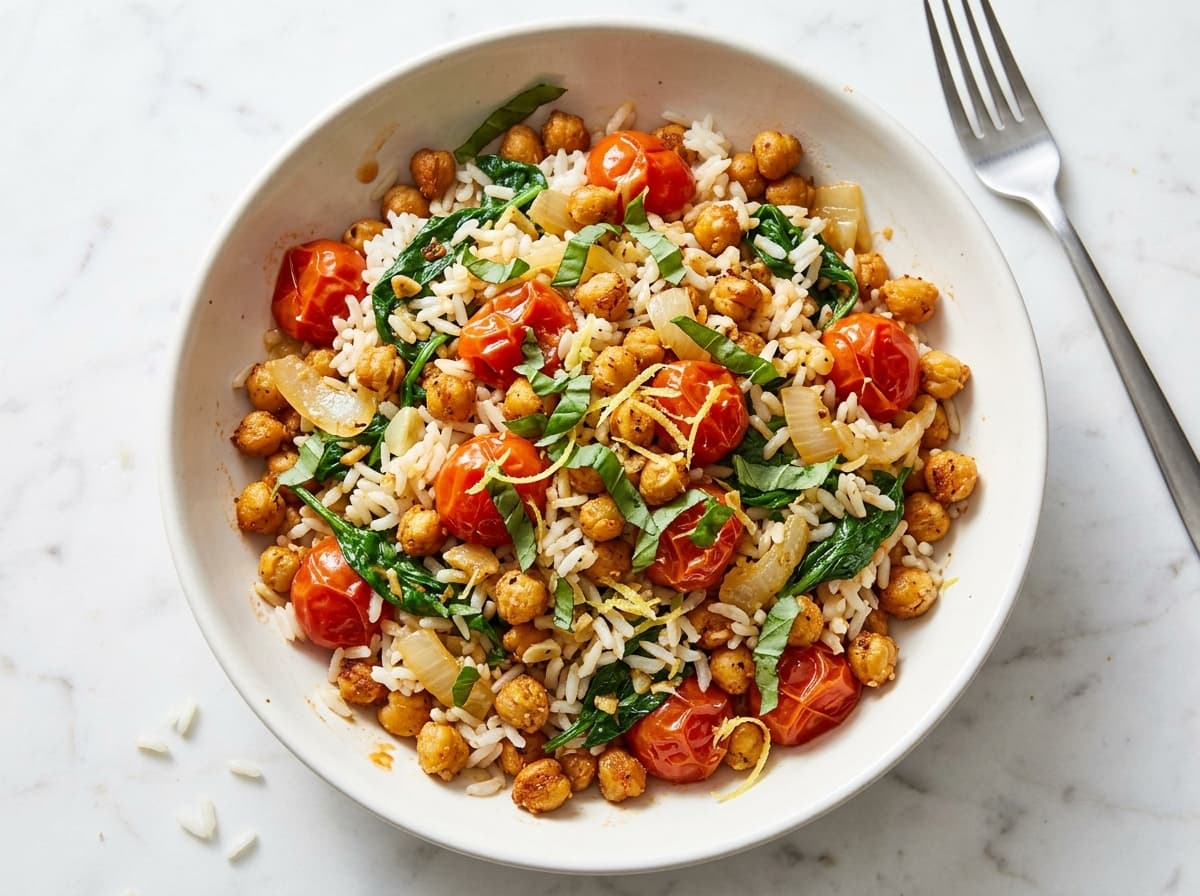 Crispy Chickpea & Tomato Bowl - italian dinner recipe