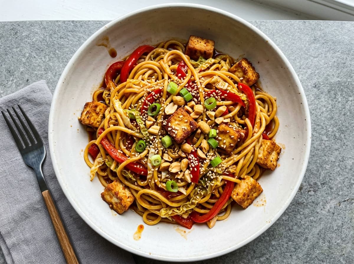 Crispy Chilli Tofu & Noodles - asian dinner recipe