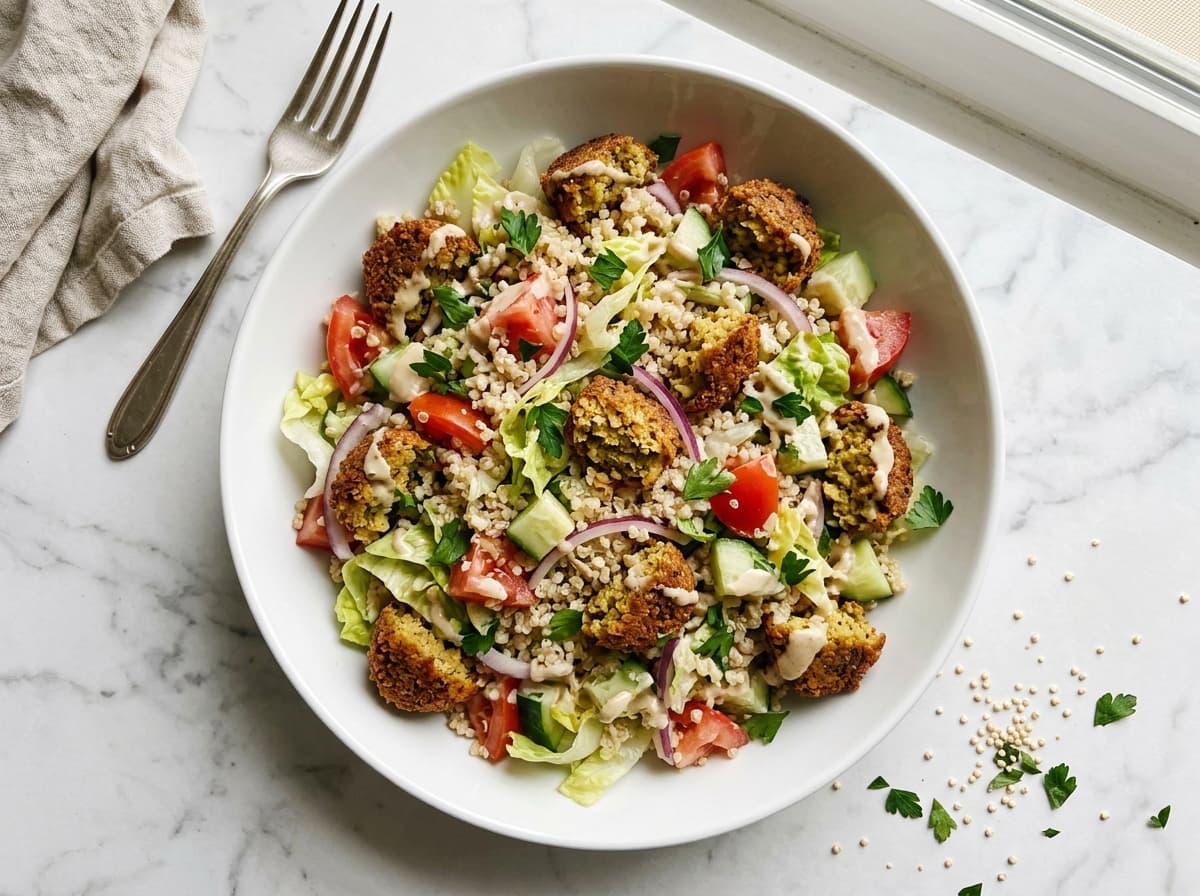 Crispy Falafel Bowl - mediterranean dinner recipe