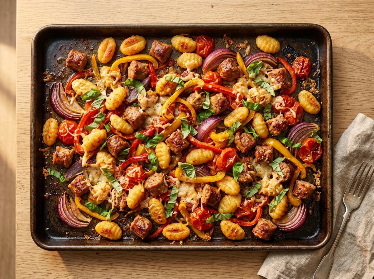 Crispy Gnocchi & Sausage Traybake - italian dinner recipe