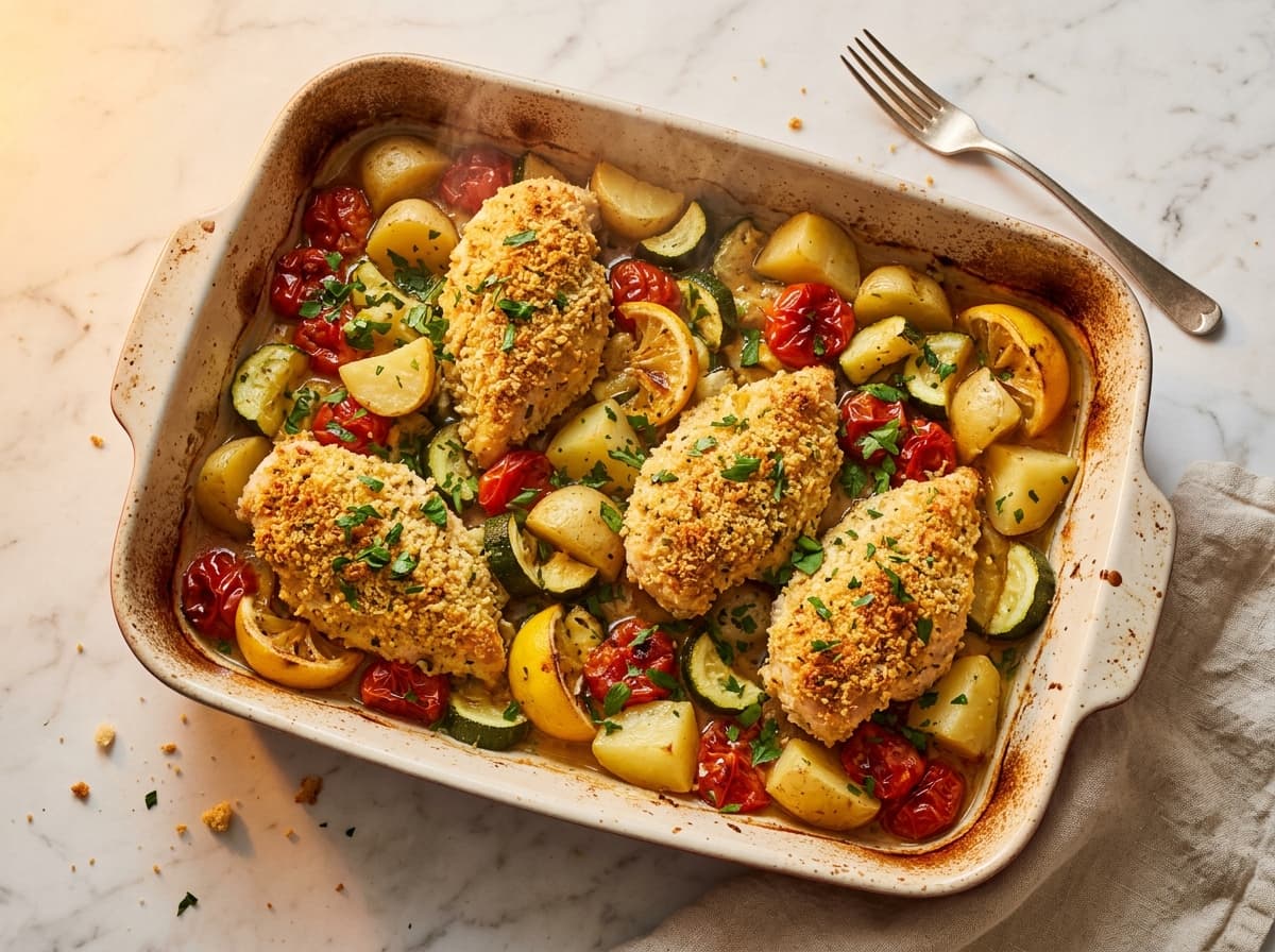 Crispy Lemon Chicken Traybake - italian dinner recipe