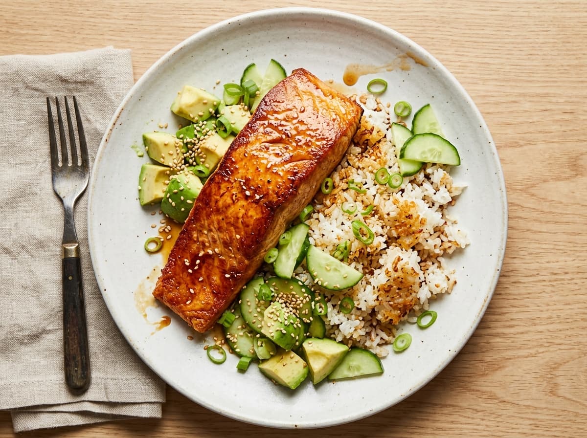 Crispy Salmon & Avocado Rice - japanese dinner recipe