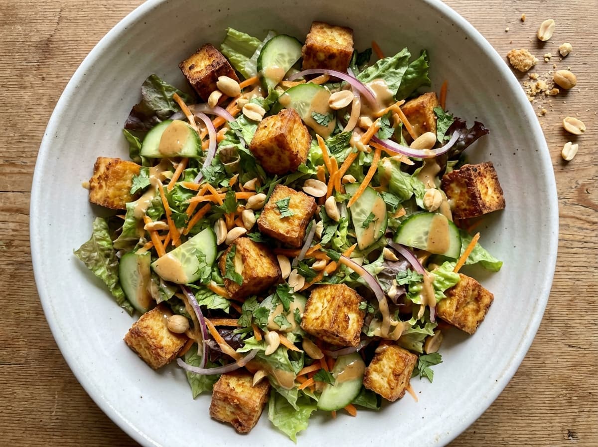 Crispy Tofu & Peanut Salad - thai dinner recipe