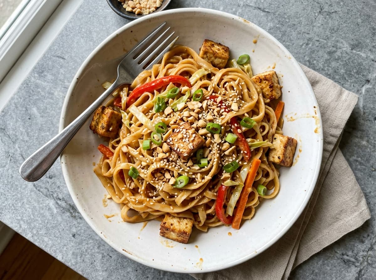 Crunchy Peanut Tofu Noodles