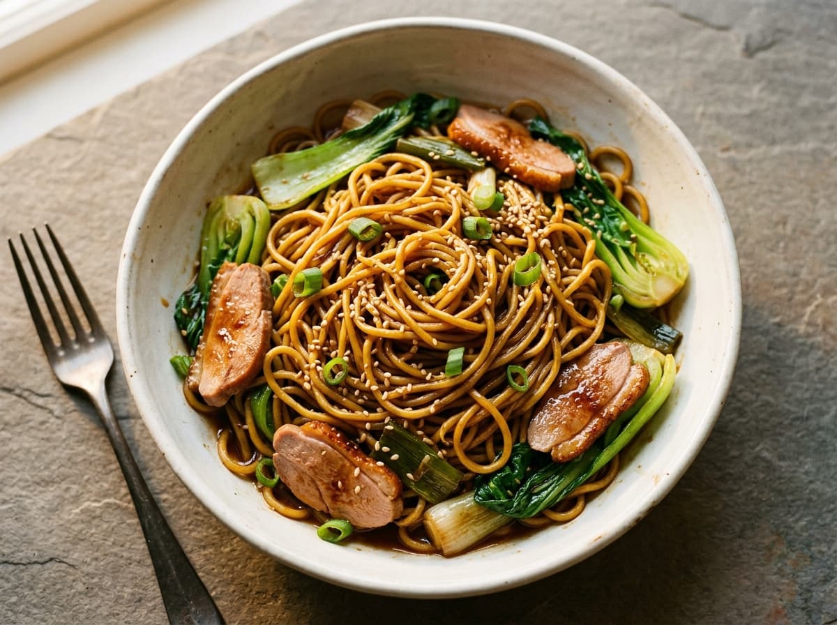 Duck & Plum Sauce Noodles - chinese dinner recipe