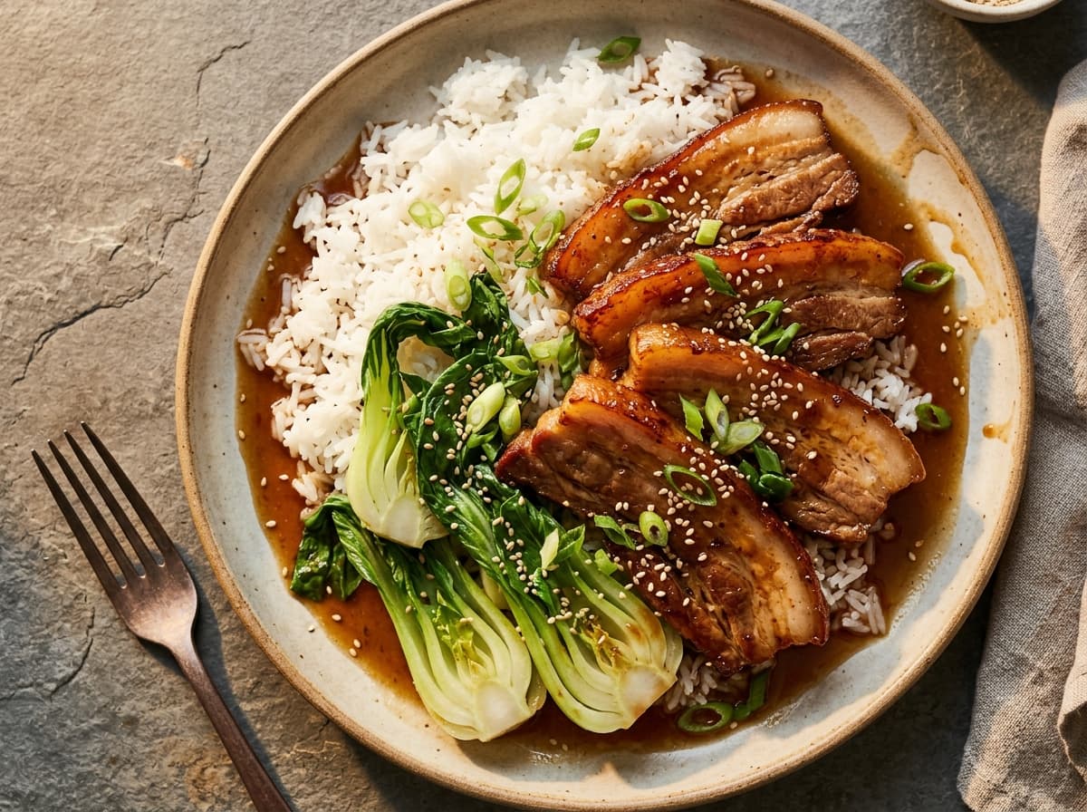Five-Spice Pork Belly & Rice - chinese dinner recipe