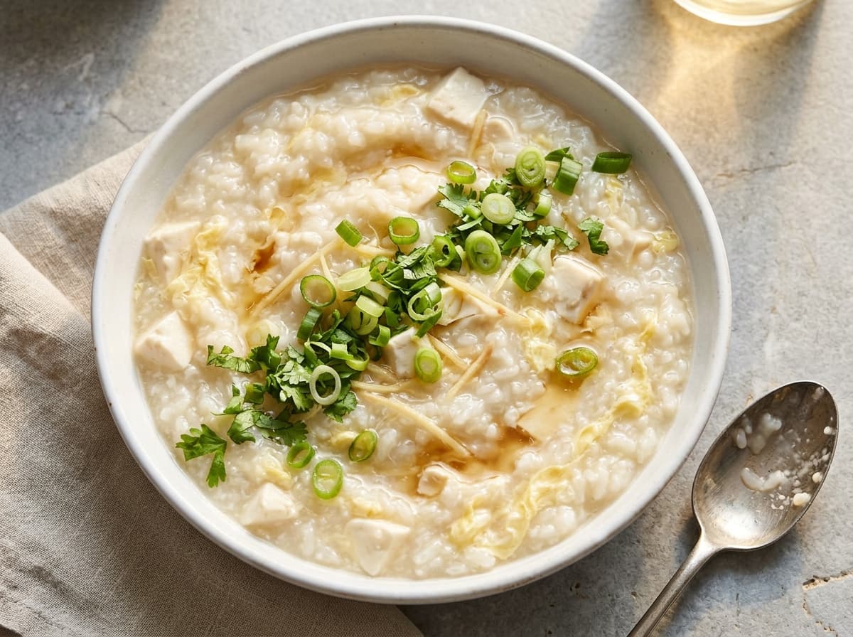 Ginger Spring Onion Congee - chinese dinner recipe